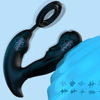 Dual ring prostate massager men - black silicone dual cock ring set with anal plug