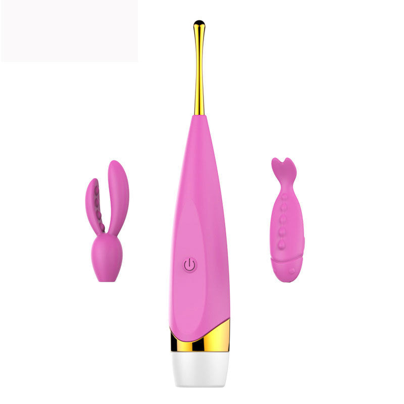 Honey Bean high frequency clitoral vibrator with interchangeable silicone attachments pink