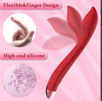 Clitoral finger vibrator women - high-end silicone flexible wand G-spot design red pink