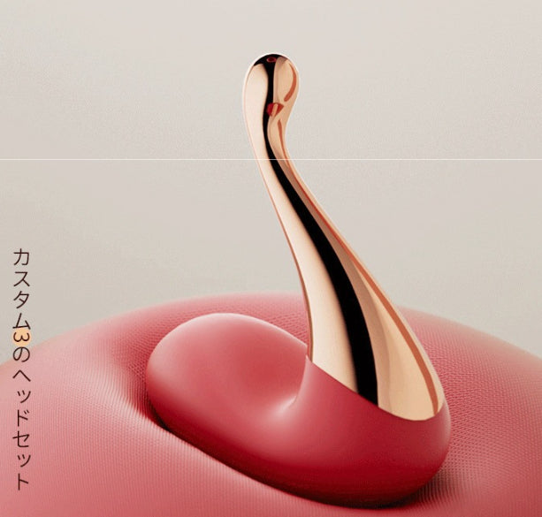 App controlled swan vibrator - rose gold silicone G-spot stimulator on pink background