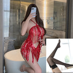 Sexy Lingerie Sexy Sequined Tassel Skirt Uniform