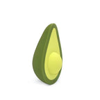 Green avocado shaped clitoral vibrator body-safe silicone side view white background