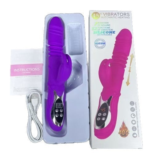 Heated Telescopic Rabbit Vibrator – Dual Stimulation Swing Motor for Women