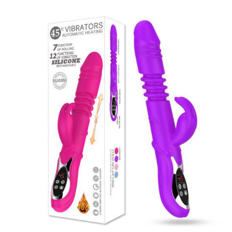 Heated Telescopic Rabbit Vibrator – Dual Stimulation Swing Motor for Women