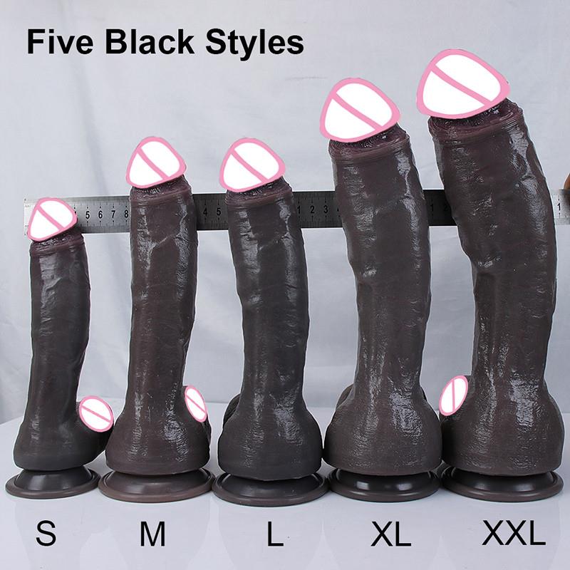 Realistic Silicone Dildo with Suction Cup – 5 Sizes, Flexible Strap-On Design for Women