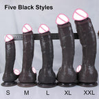 Realistic Silicone Dildo with Suction Cup – 5 Sizes, Flexible Strap-On Design for Women
