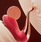 App controlled swan vibrator close-up - rose gold and pink silicone G-spot stimulator tip