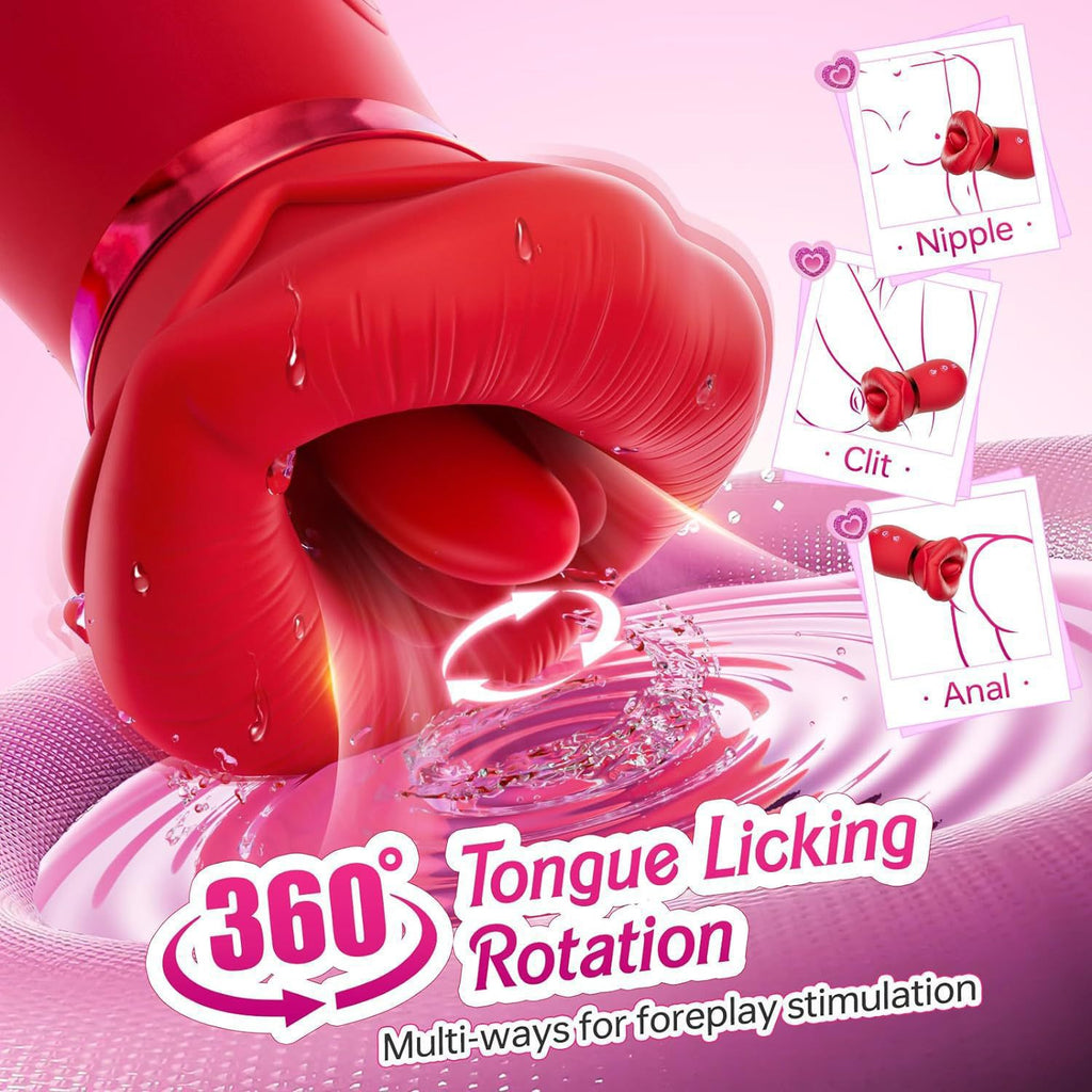 Red Lips & Big Mouth Female Tongue-Licking and Suction Vibrator