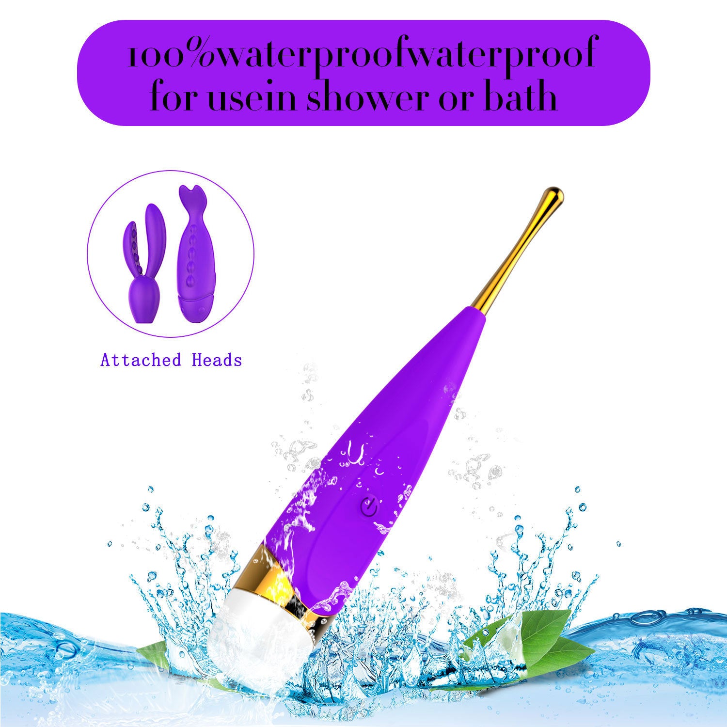 Honey Bean high frequency clitoral vibrator 100% waterproof for shower or bath use purple