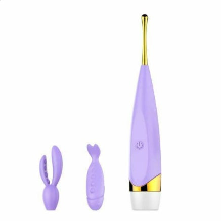 Honey Bean high frequency clitoral vibrator purple lavender color variant with silicone attachments